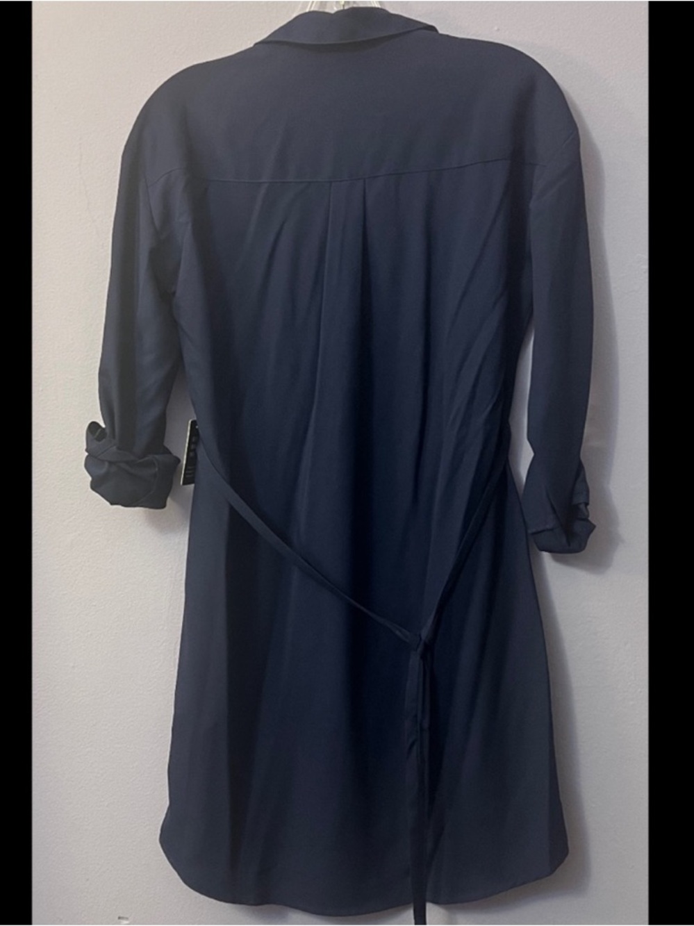EXPRESS Navy Shirt Dress with Tie Belt - Picture 2 of 4